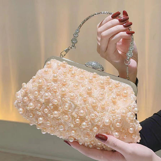 Women's Retro Pearl Dinner Beaded Clutch Wedding Evening Bags