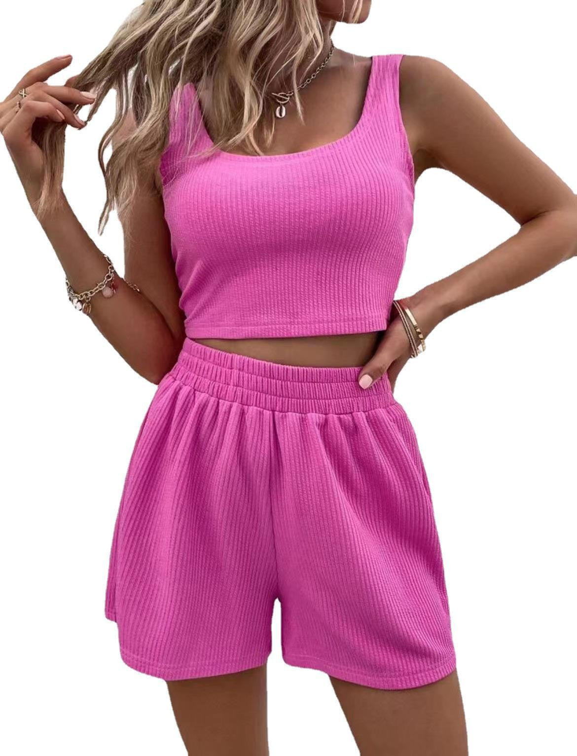 Women's Style Fresh Sweet Knitted Sleeveless Fashion Suits