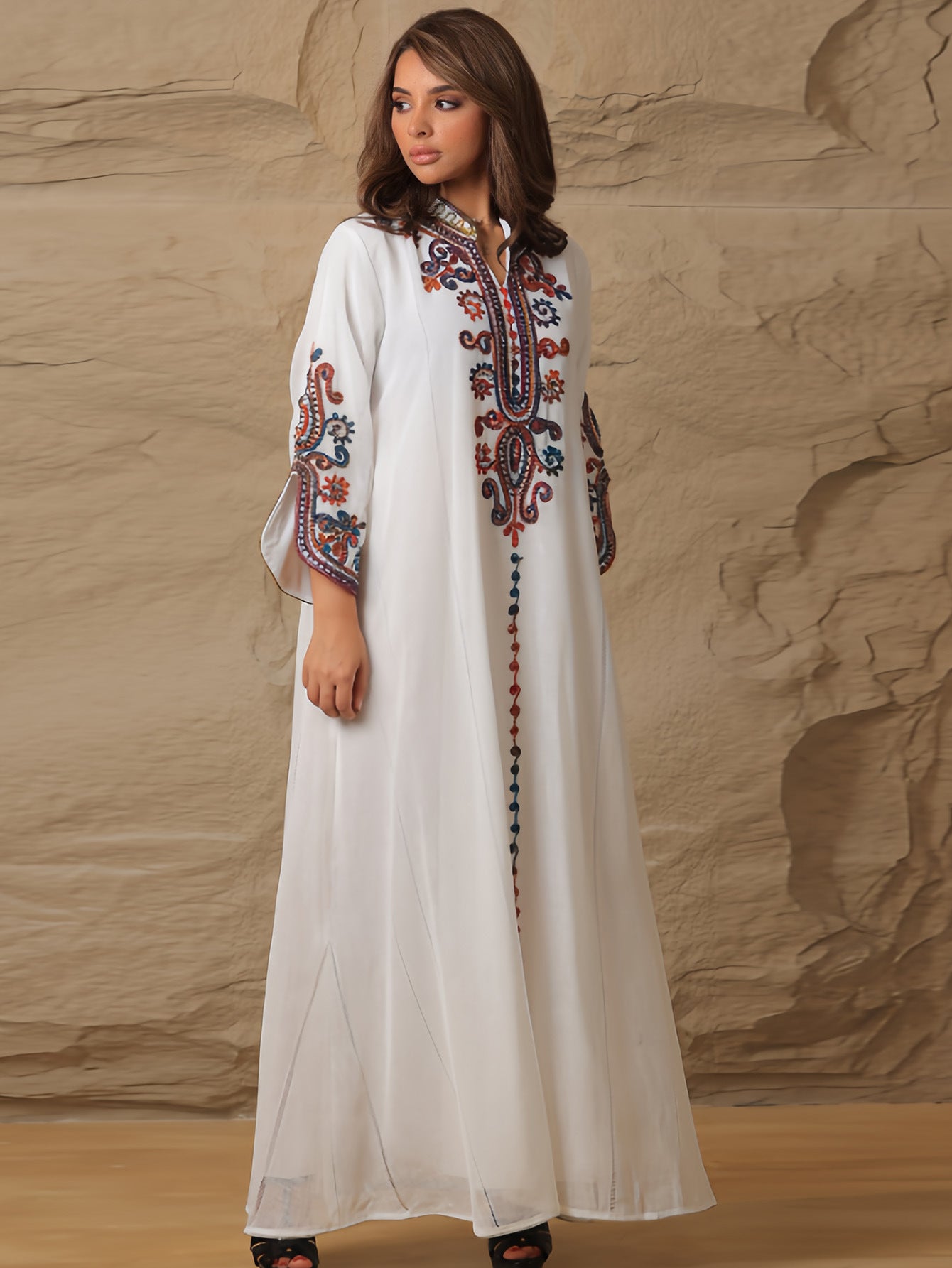 Women's Muslim Robe Rope Embroidery Craft Leisure Clothing