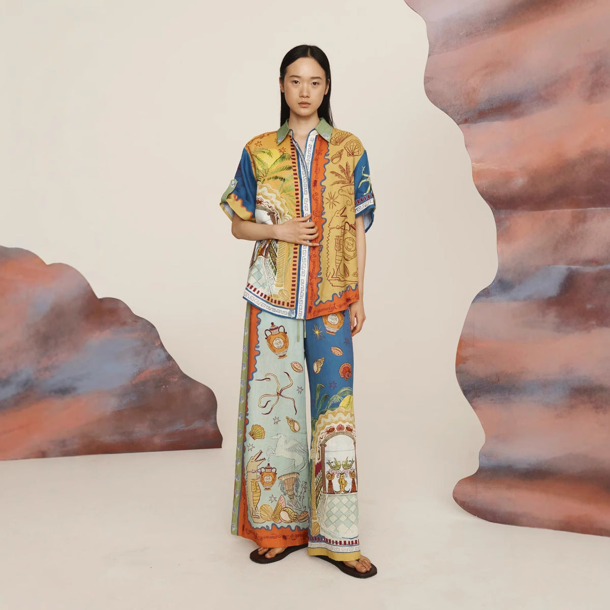 Fashion Personalized Printed Sleeve Vacation Leisure Suits