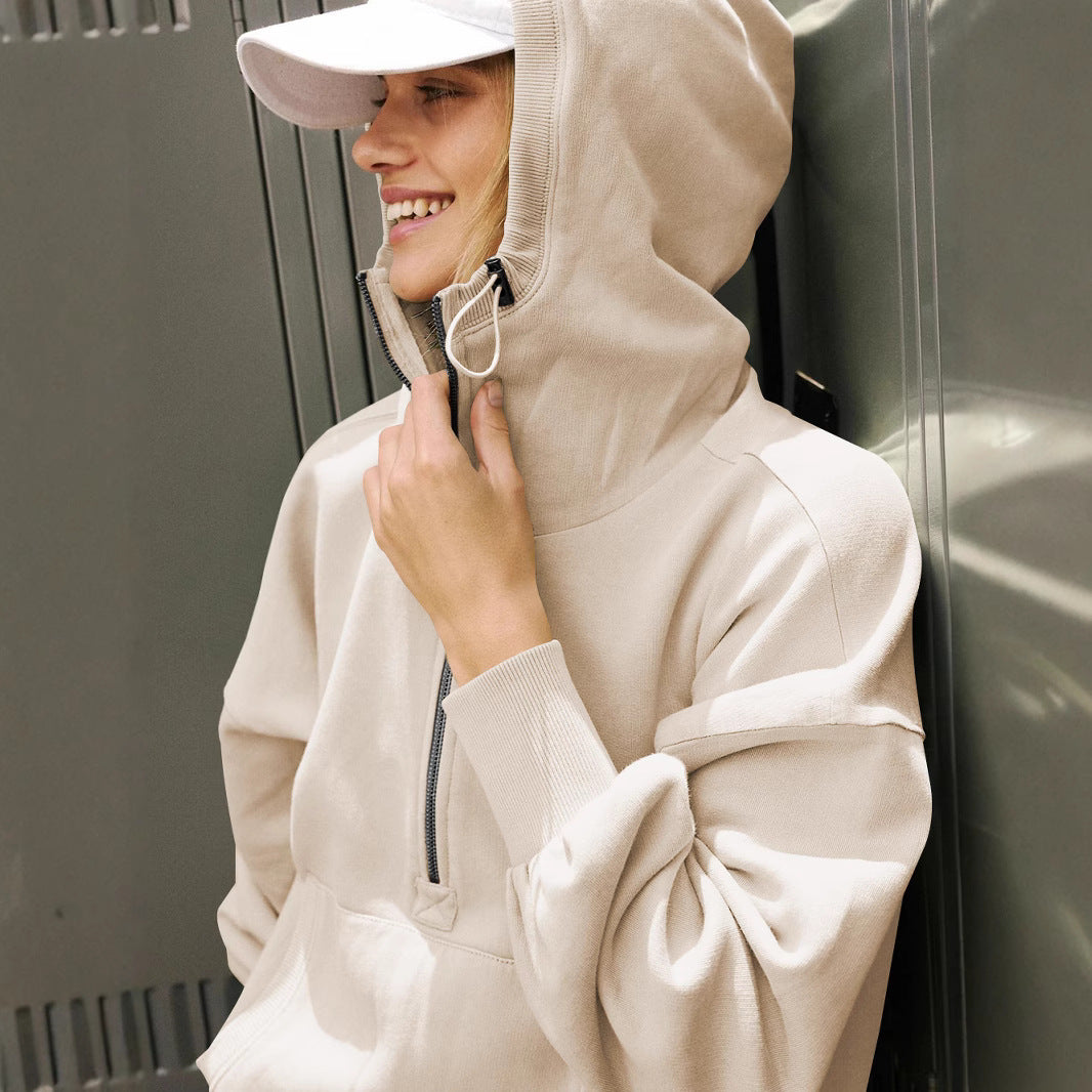 Women's Hooded Tide Sports Hoodie Zipper Drawstring Sweaters