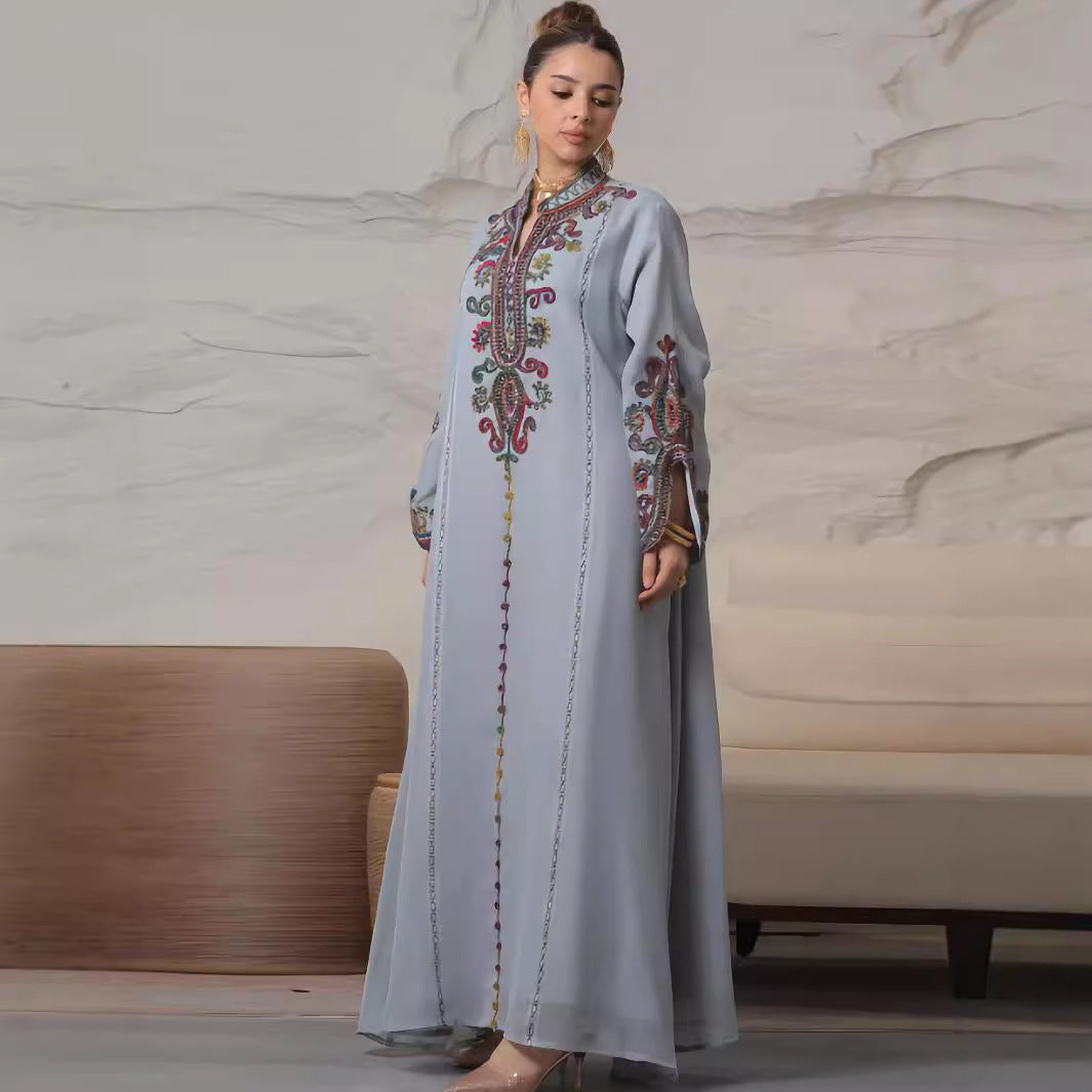 Women's Muslim Robe Rope Embroidery Craft Leisure Clothing