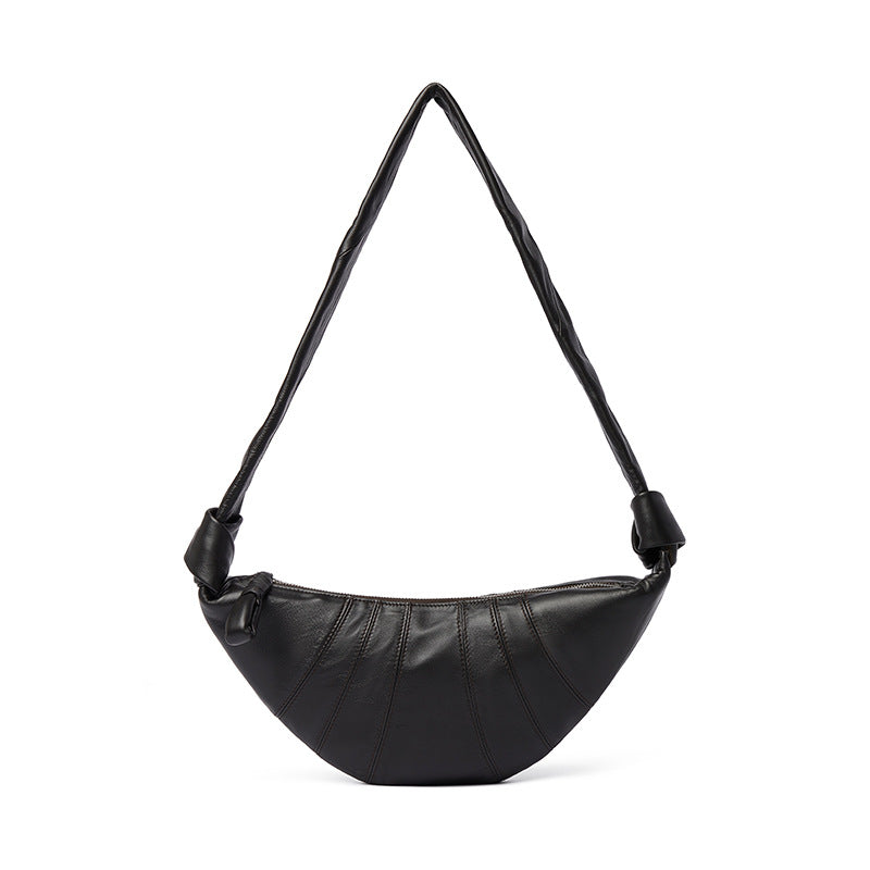 Women's Spring Niche Sheepskin Croissant Genuine Leather Underarm Shoulder Bags