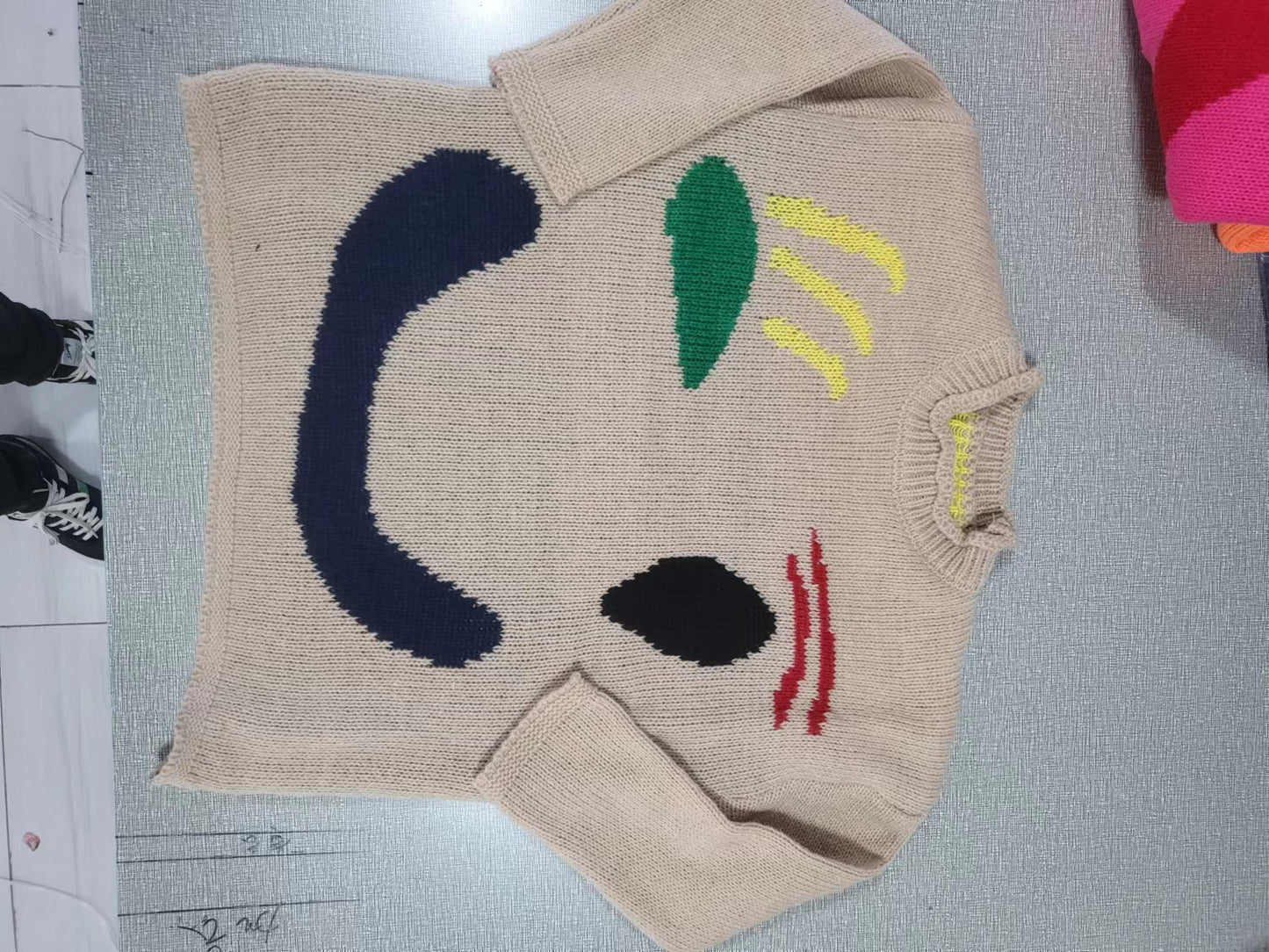 Color Knitted Round Neck Pullover Loose Sweaters