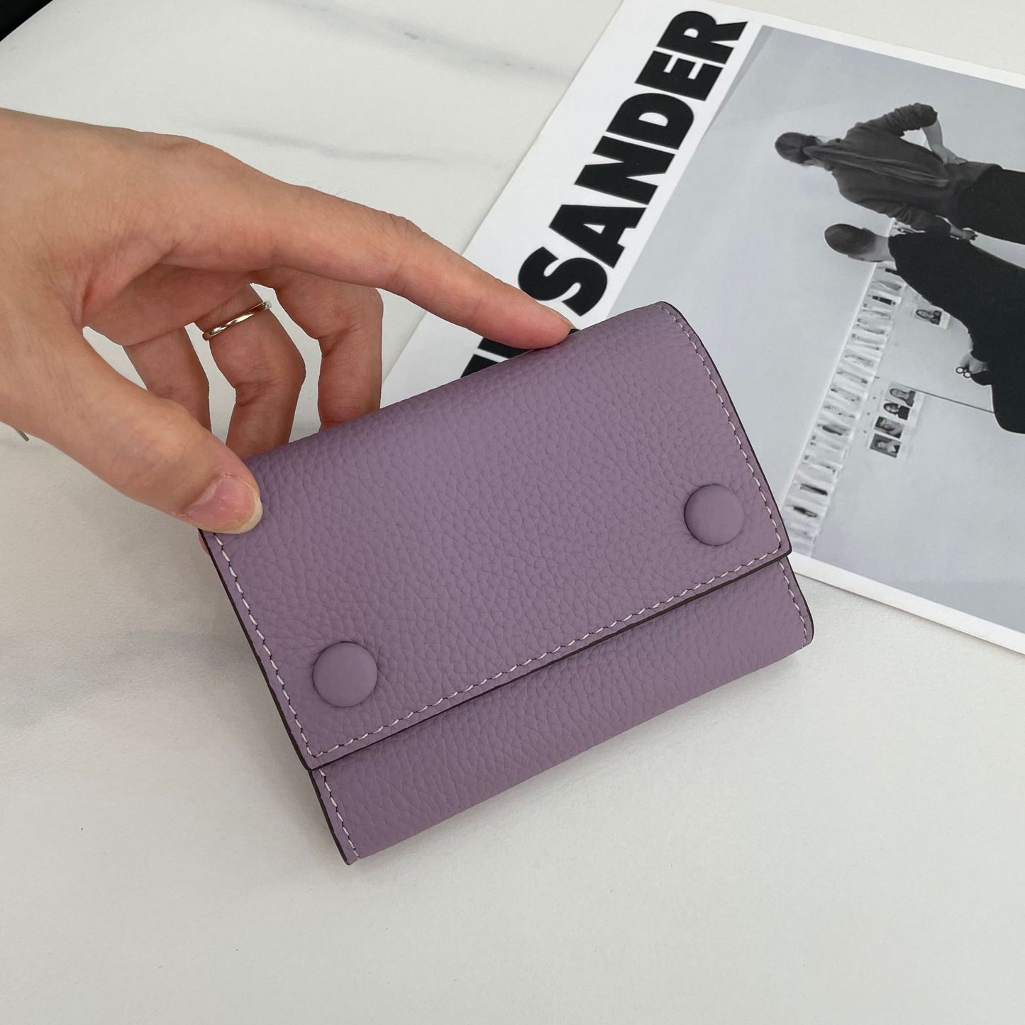 Women's Peas For Genuine Leather Contrast Color Ladies Wallets