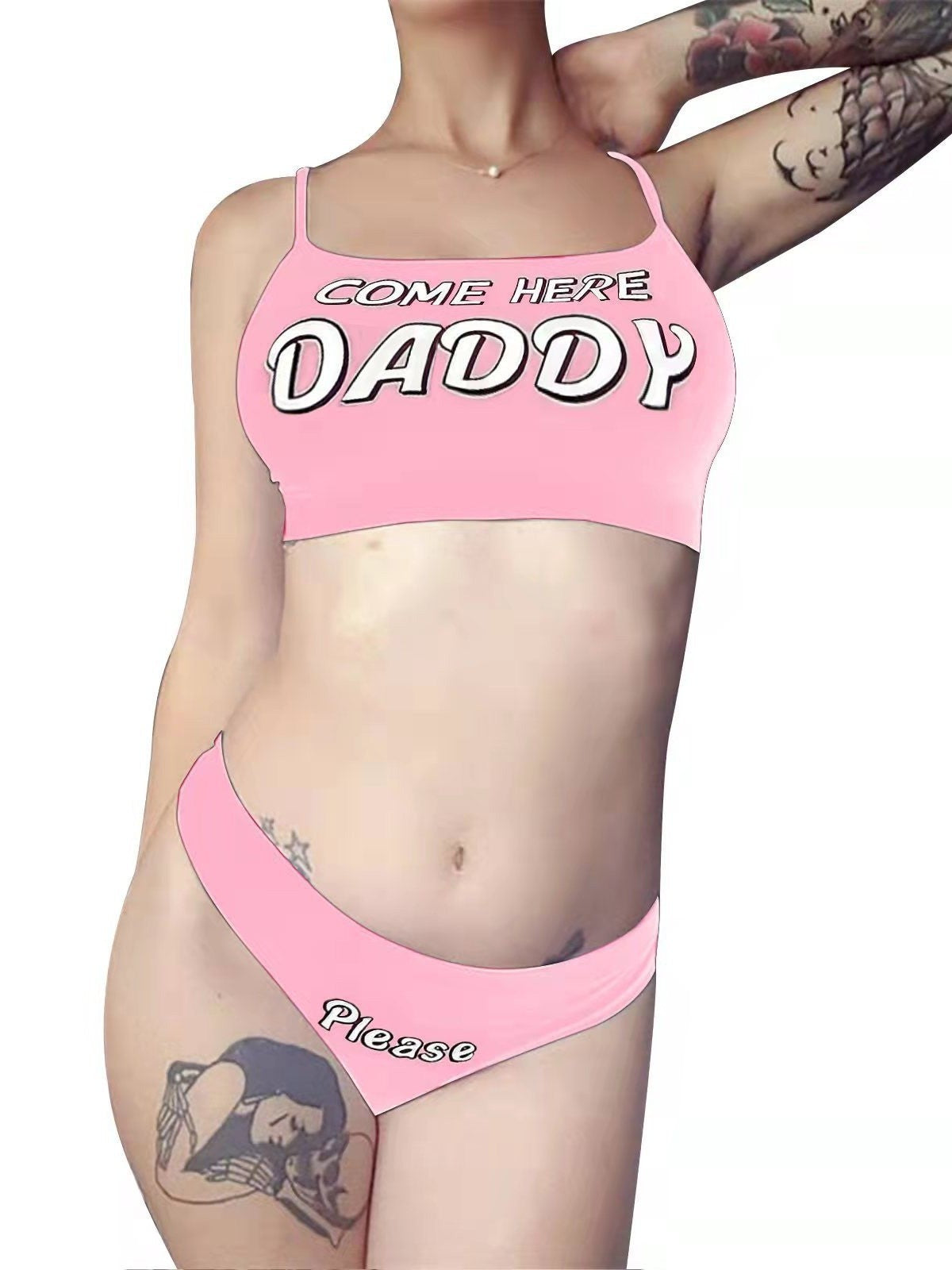 Women's Fashion Letters Printed Sexy Tight Braces Suits