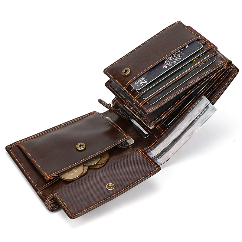 Men's Business Simplicity Short Multiple Slots Leather Men's Wallets