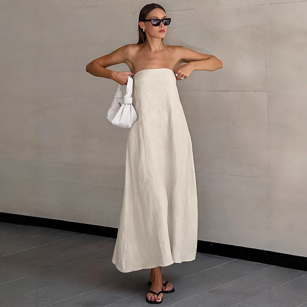 Women's Unique Design Simple Dress Slim Fit Graceful Tube Dresses