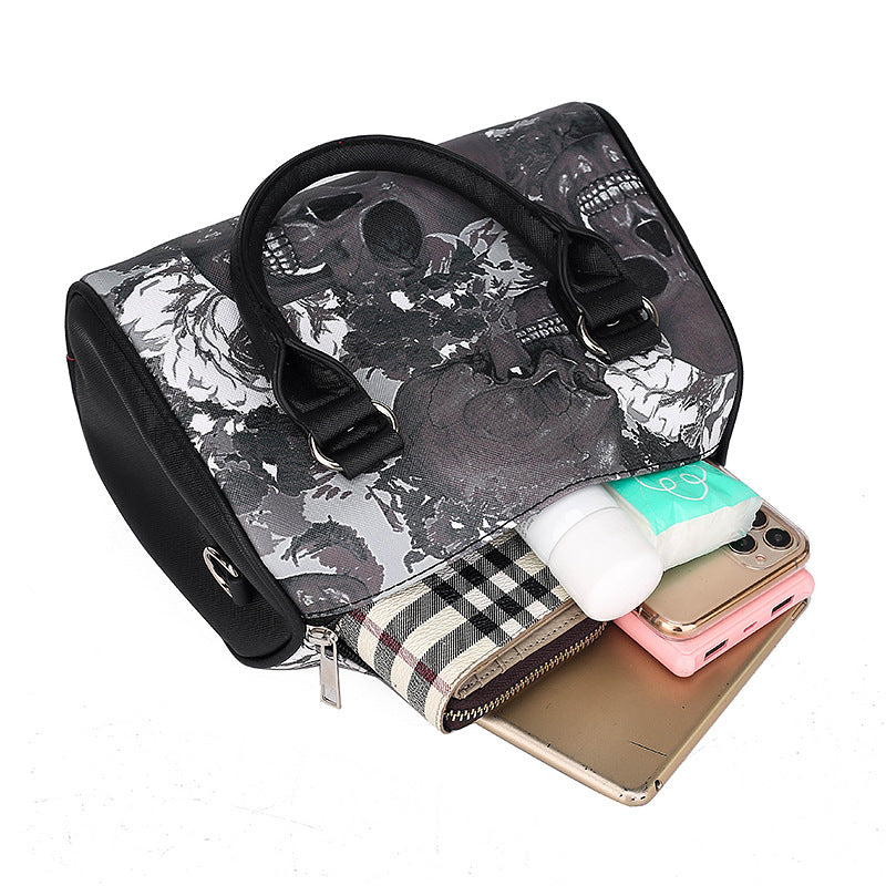 Women's Skull Pillow Fashion Color Printing Portable Handbags