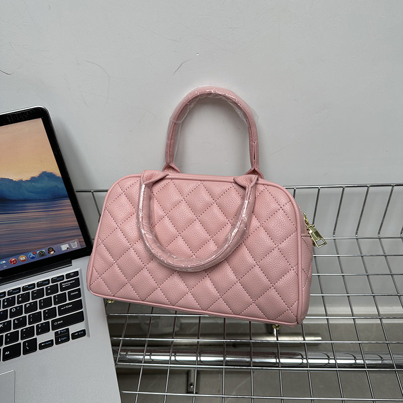 Women's Ge Retro Textured Embroidered Plaid Soft Shoulder Bags