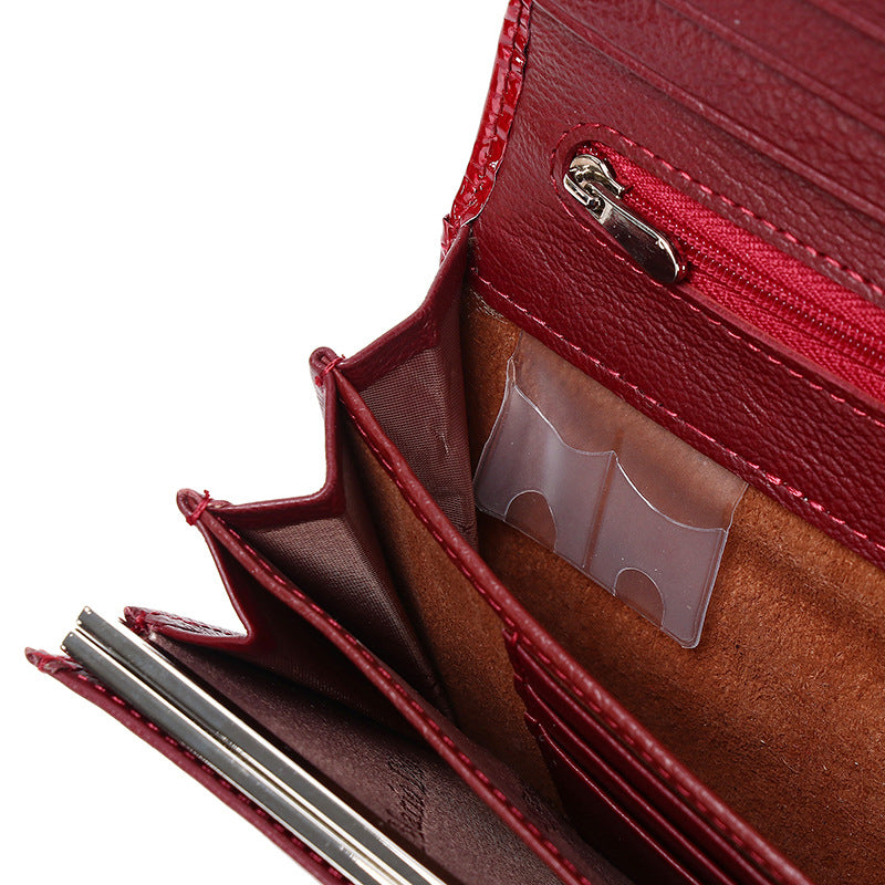 Women's Russian Leather High-grade Clutch Long Large Bags