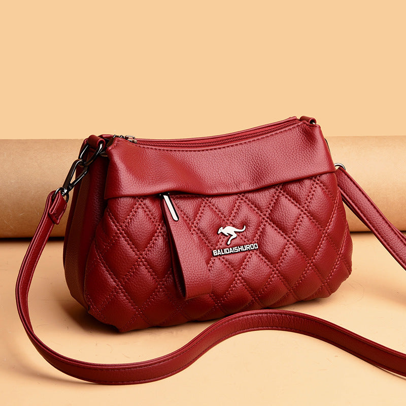 Women's Soft Leather Rhombus Fashion Large Capacity Crossbody Bags