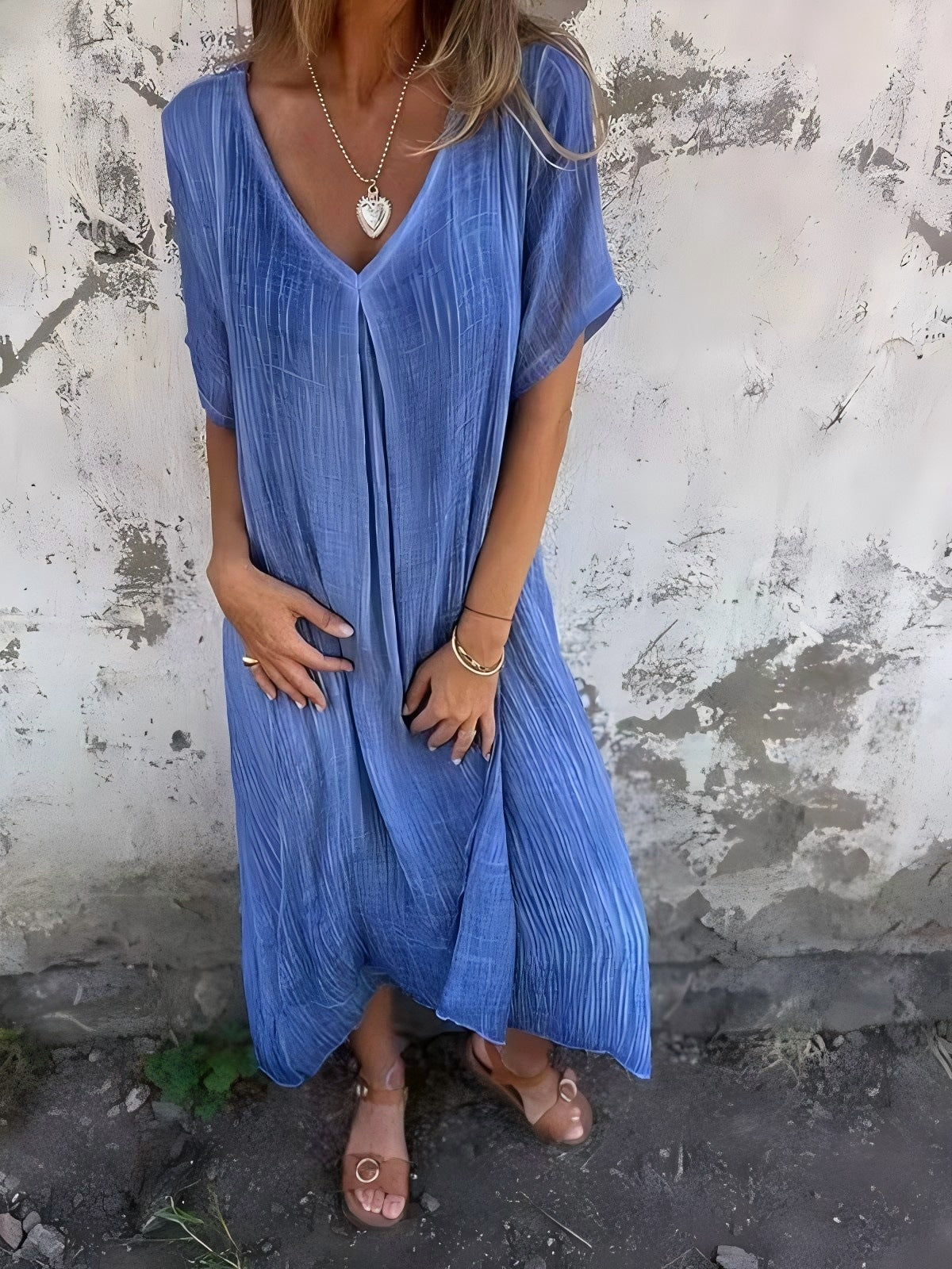 Casual Loose Dress Sleeve Solid Color Dresses