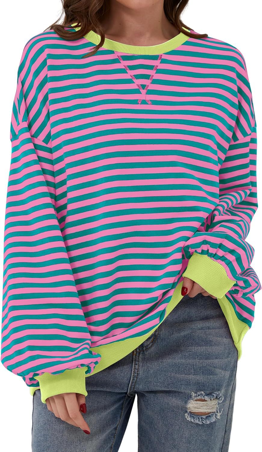 Women's Slouchy Innovative Loose Casual Striped Sweaters