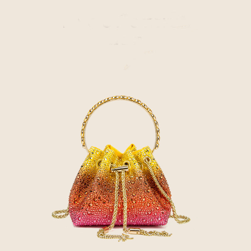 Women's Volcanic Rock Colorful Drawstring Rhinestone Handbags