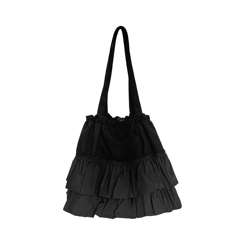Women's Ruffled Canvas Large Capacity Underarm High-grade Shoulder Bags
