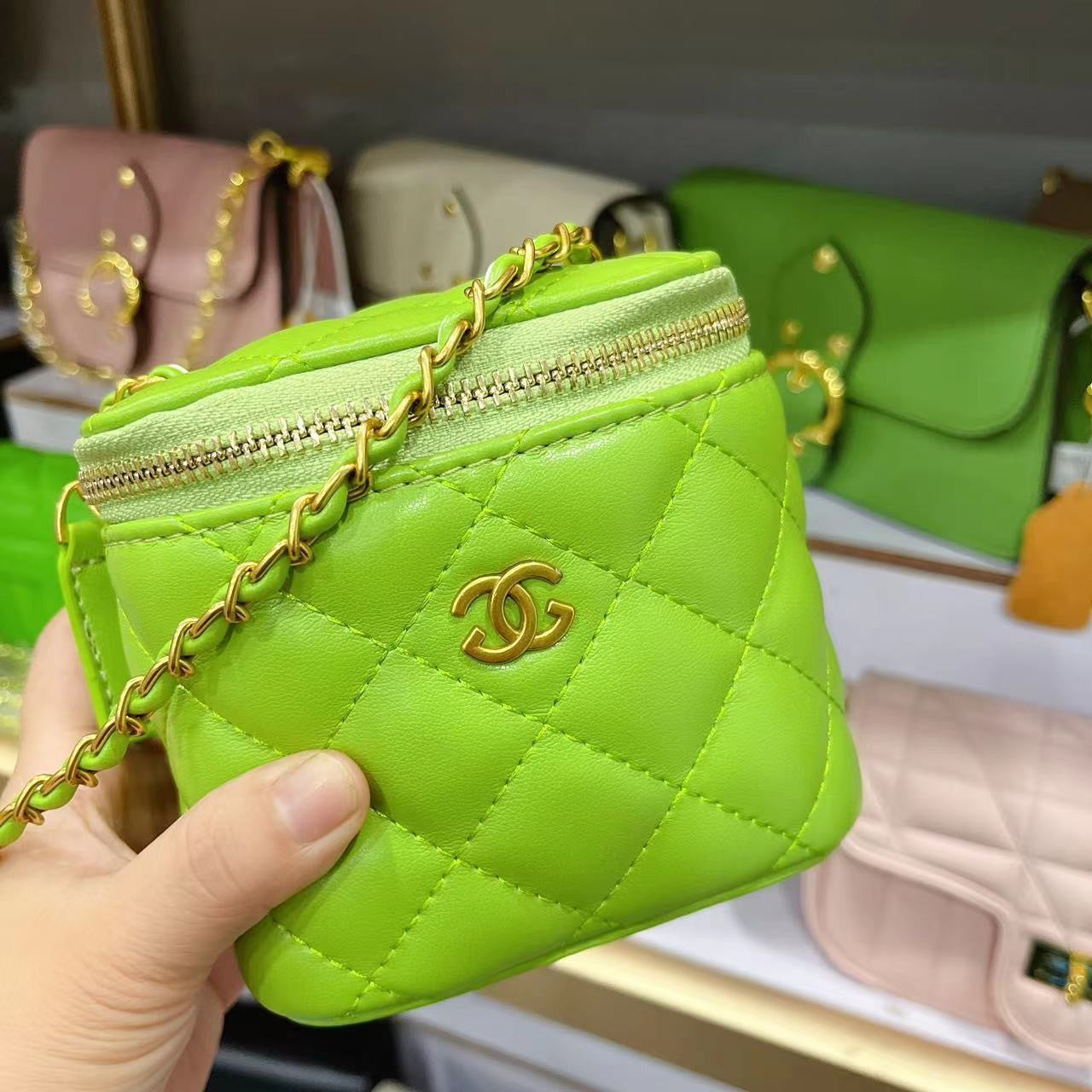 Women's Mini Lucky Beads Classic Style Box Diamond Crossbody Bags