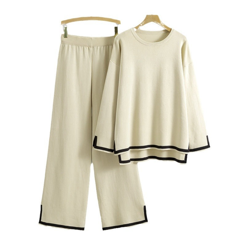 Women's Knitting Long Sleeve Split Two-piece Suits