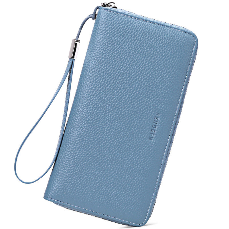 Women's Swiping Leather Large Capacity Long Top Layer Cowhide Ladies Wallets