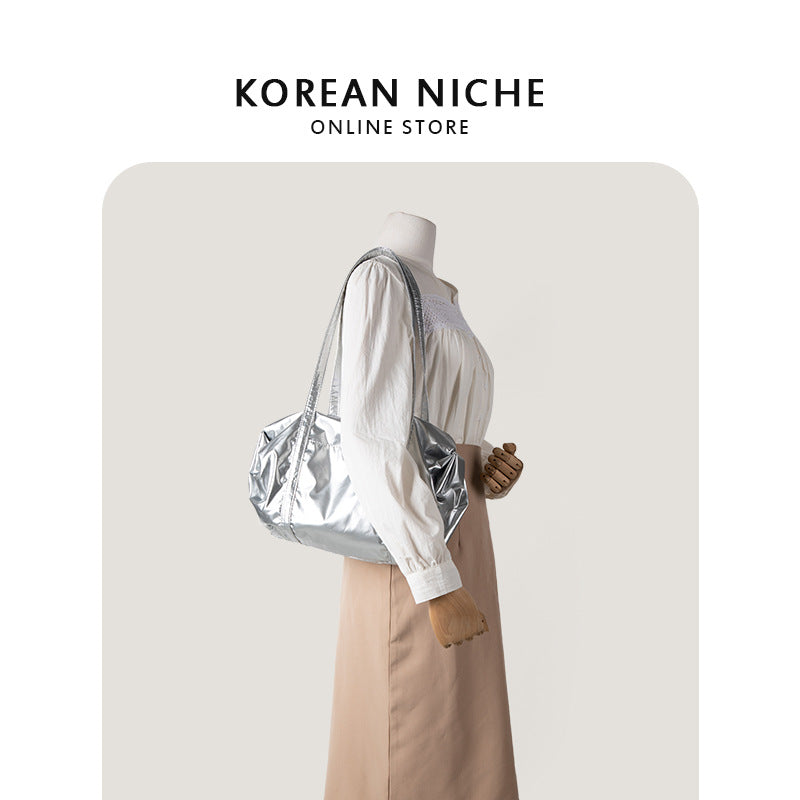 Women's Korean Niche Design Sier Underarm Simple Tote Bags