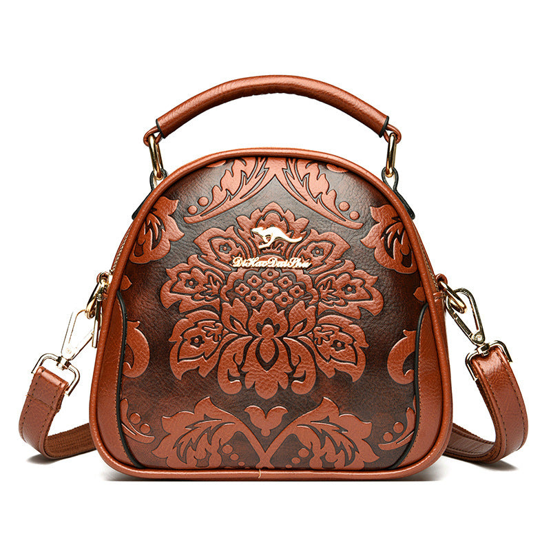 Women's Niche High Sense Round Embossed Mom Handbags