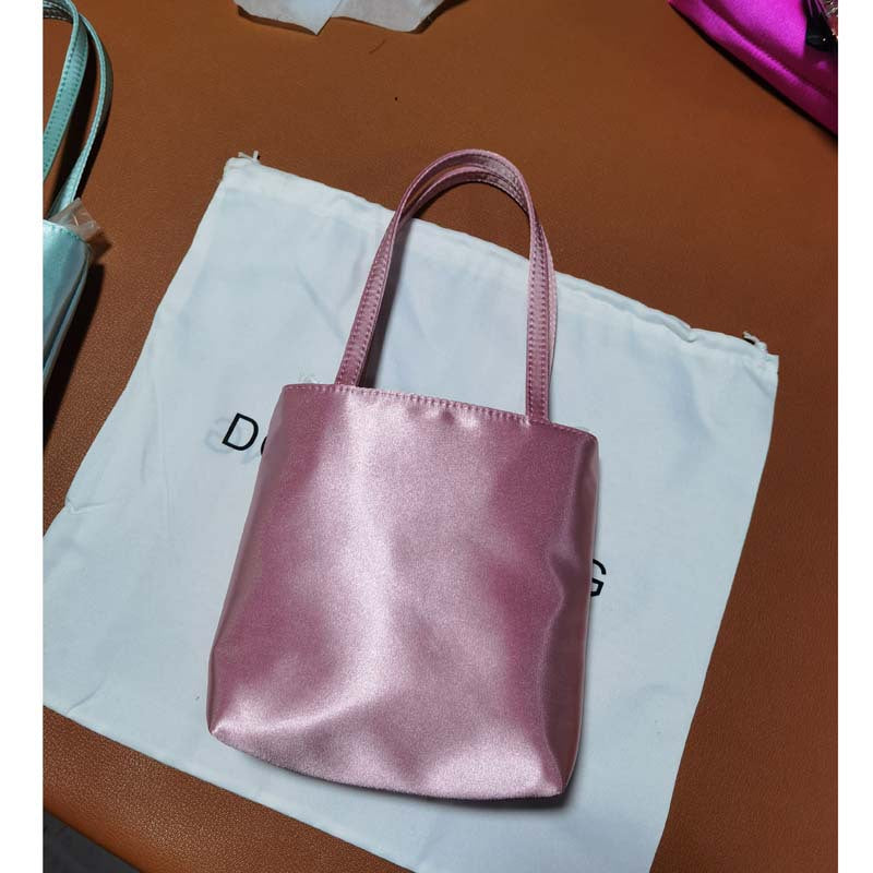 Women's Satin Color Matching Chessboard Plaid Underarm Armpit Bags