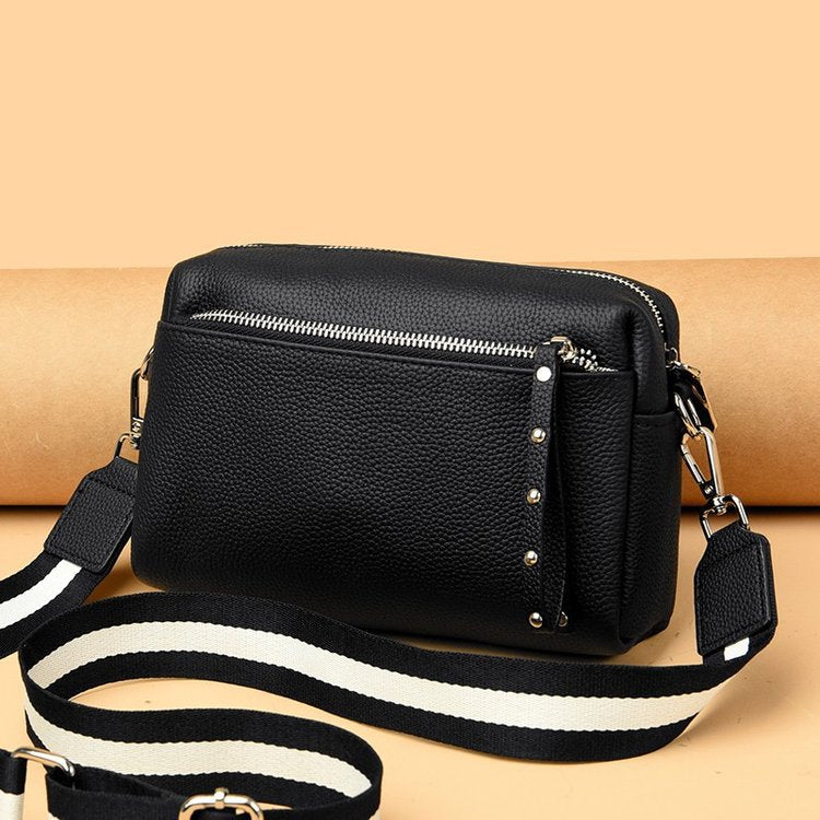 Women's Lychee Pattern Cowhide Simple Trendy Soft Shoulder Bags