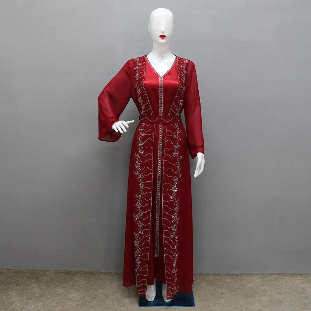 Beautiful Dress Chiffon Rhinestone Muslim Robe Clothing