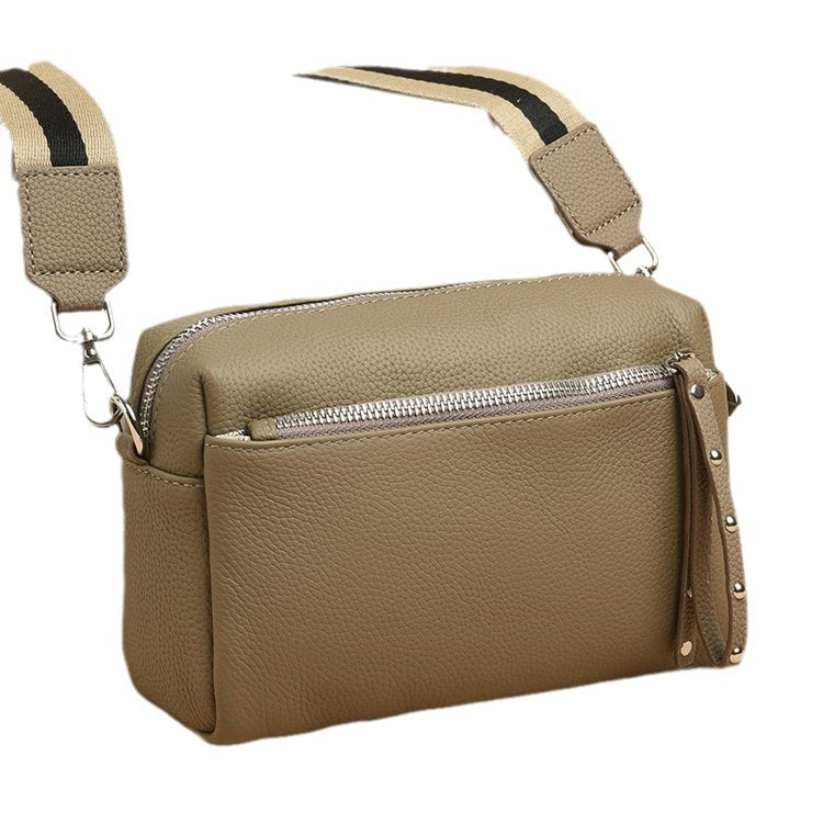 Women's Lychee Pattern Cowhide Simple Trendy Soft Shoulder Bags