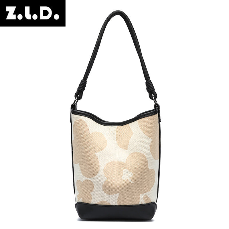 Women's Trendy Striped Portable Fashion Flower Bucket Bags