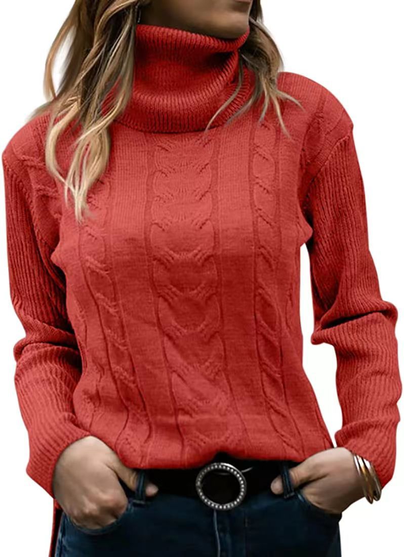 Women's Solid Color Turtleneck Retro Long Sleeve Sweaters