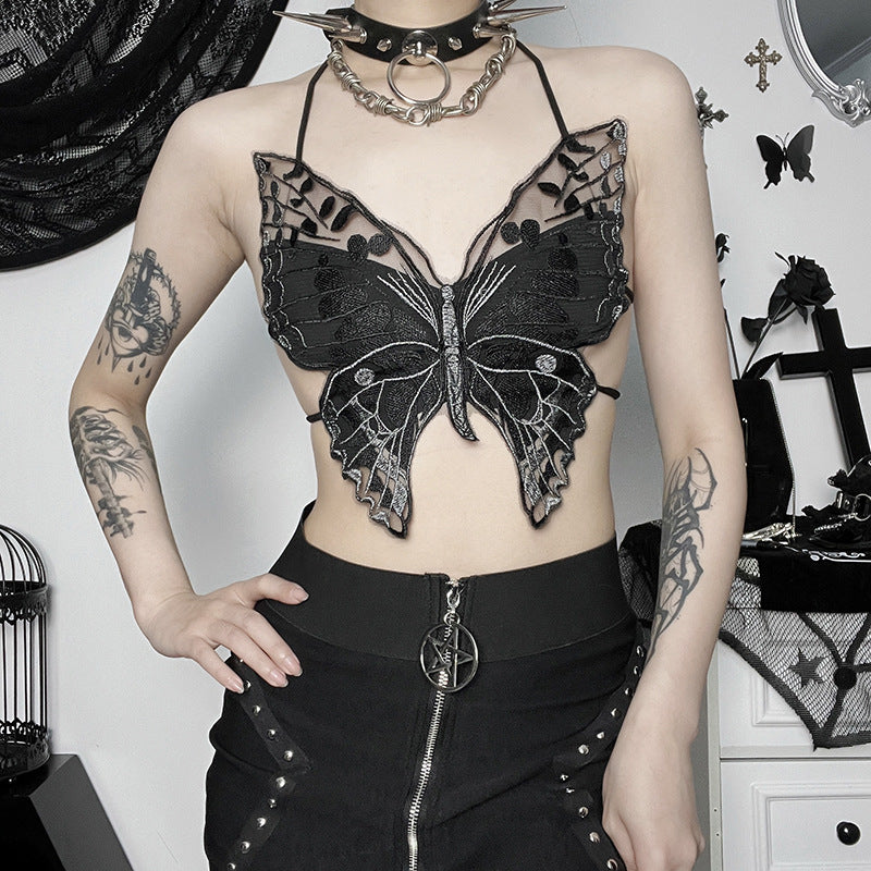 Summer Design Sense Street Hipster Dark Butterfly Lace With Tops