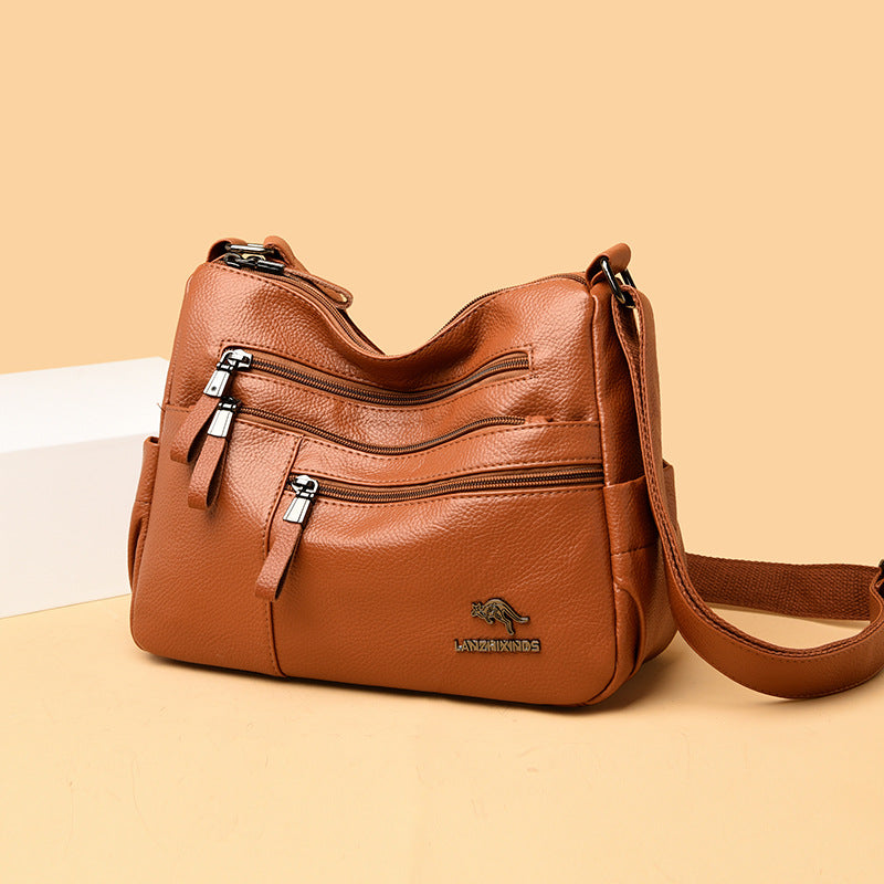 Women's Mom Soft Leather Versatile Large Capacity Crossbody Bags
