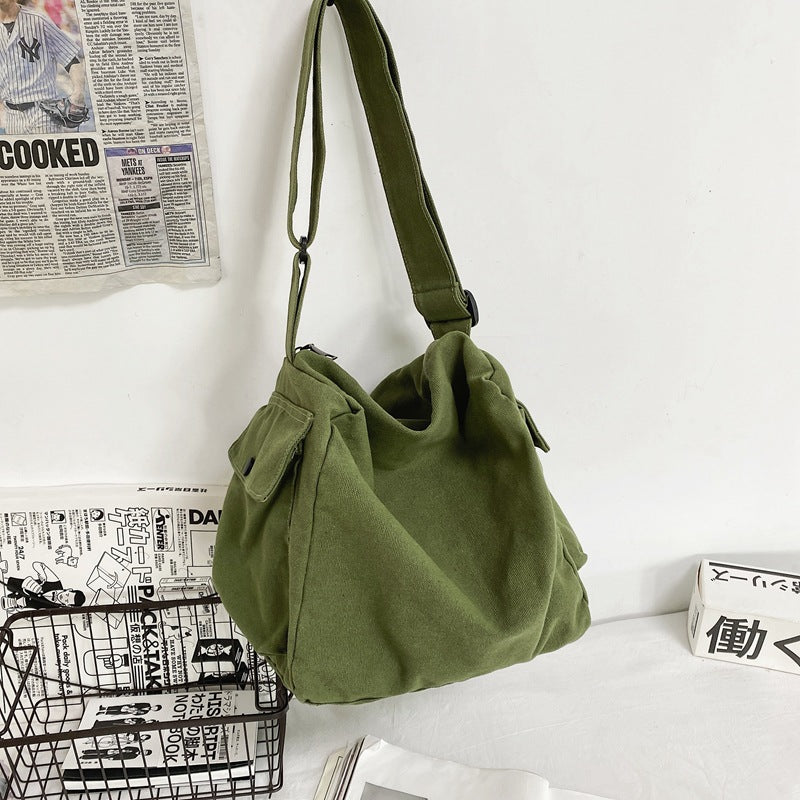 Style Canvas Korean Literary Male Solid Women's Messenger Bag