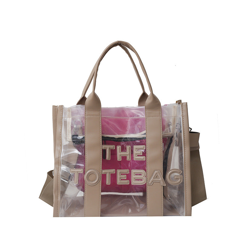Women's Fashion Transparent Letter Beach Large Capacity Bags