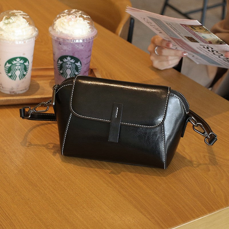 Women's Oil Wax Cowhide Shell Super Popular Crossbody Bags