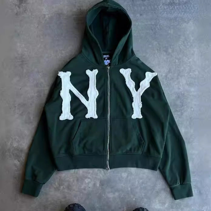 Hooded Full Chain Loose Male Female Sweaters