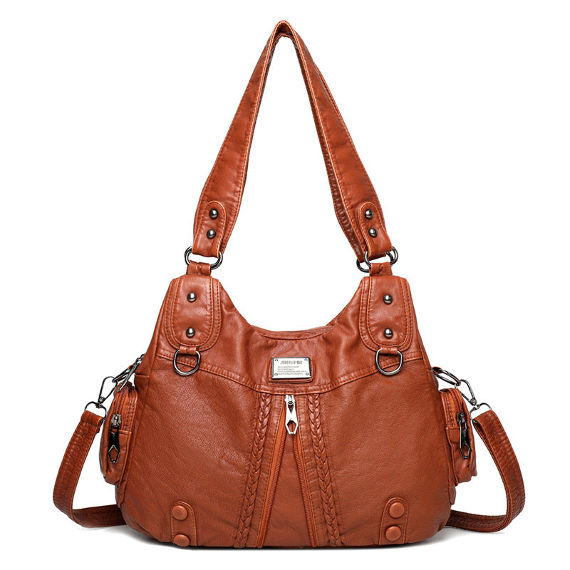 Innovative Women's Washed Leather Soft Practical Shoulder Bags