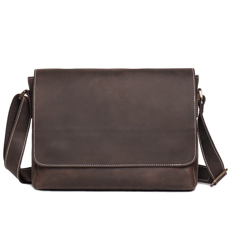 Men's Retro Handmade Cowhide Crazy Horse Leather Men's Messenger Bags