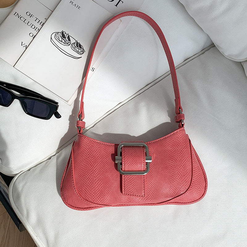 Women's Sense Color Contrast Patchwork Baguette Fashion Shoulder Bags