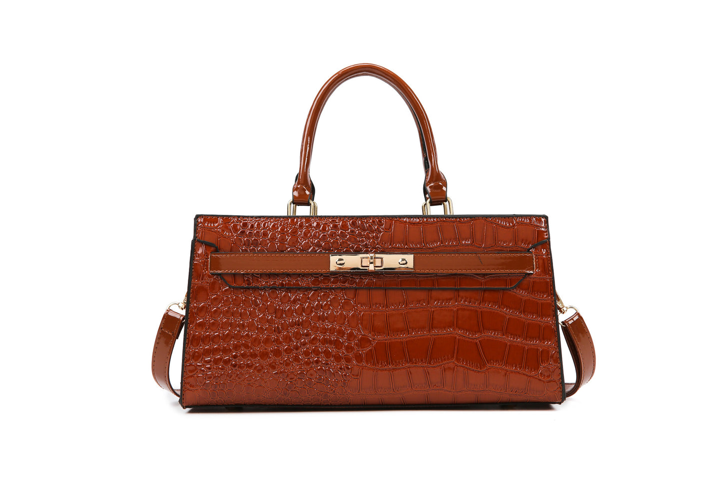 Women's Solid Color Large Capacity Crocodile Pattern Handbags
