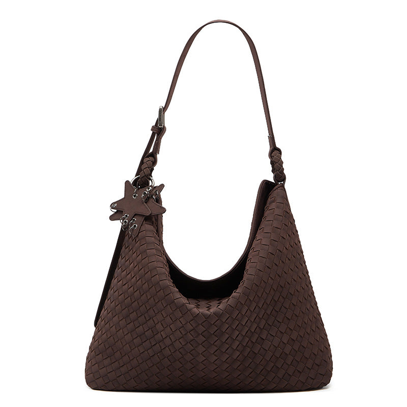 Women's Suede Frosted Woven Commute Portable Tote Bags