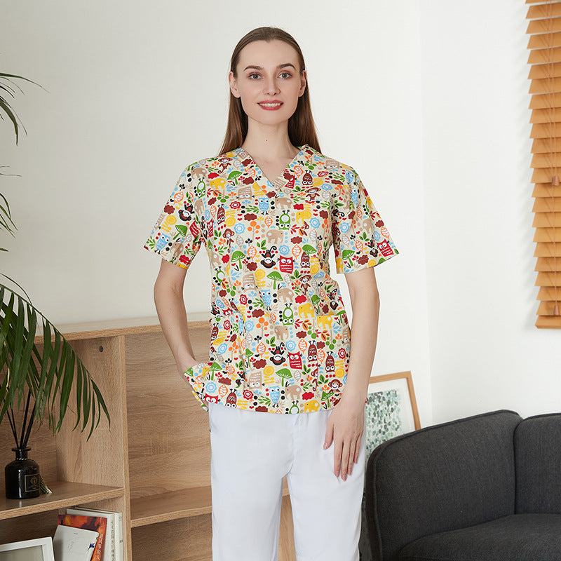 Women's & Men's & Cartoon Printed T-shirt For Surgical Gown Uniform