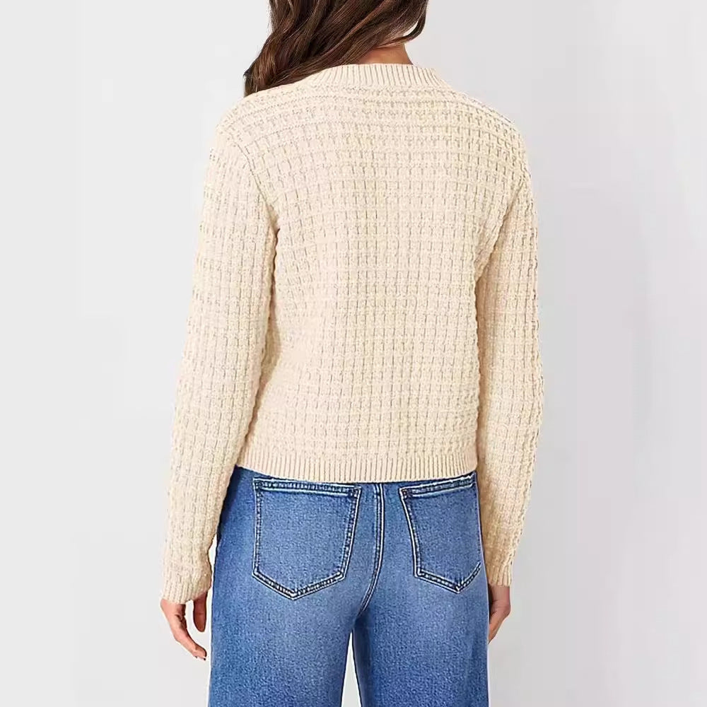 Women's Temperament Crew Neck Knitted Retro Casual Knitwear