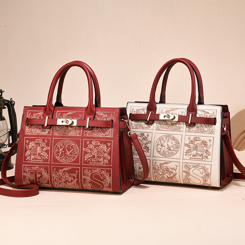 Women's Mother Fashionable Large Capacity Red Wedding Shoulder Bags