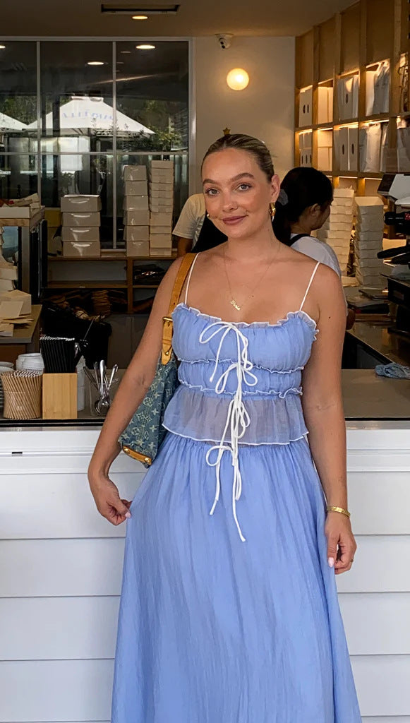 Women's Summer Bow Sweet Pleated Fairy Suits