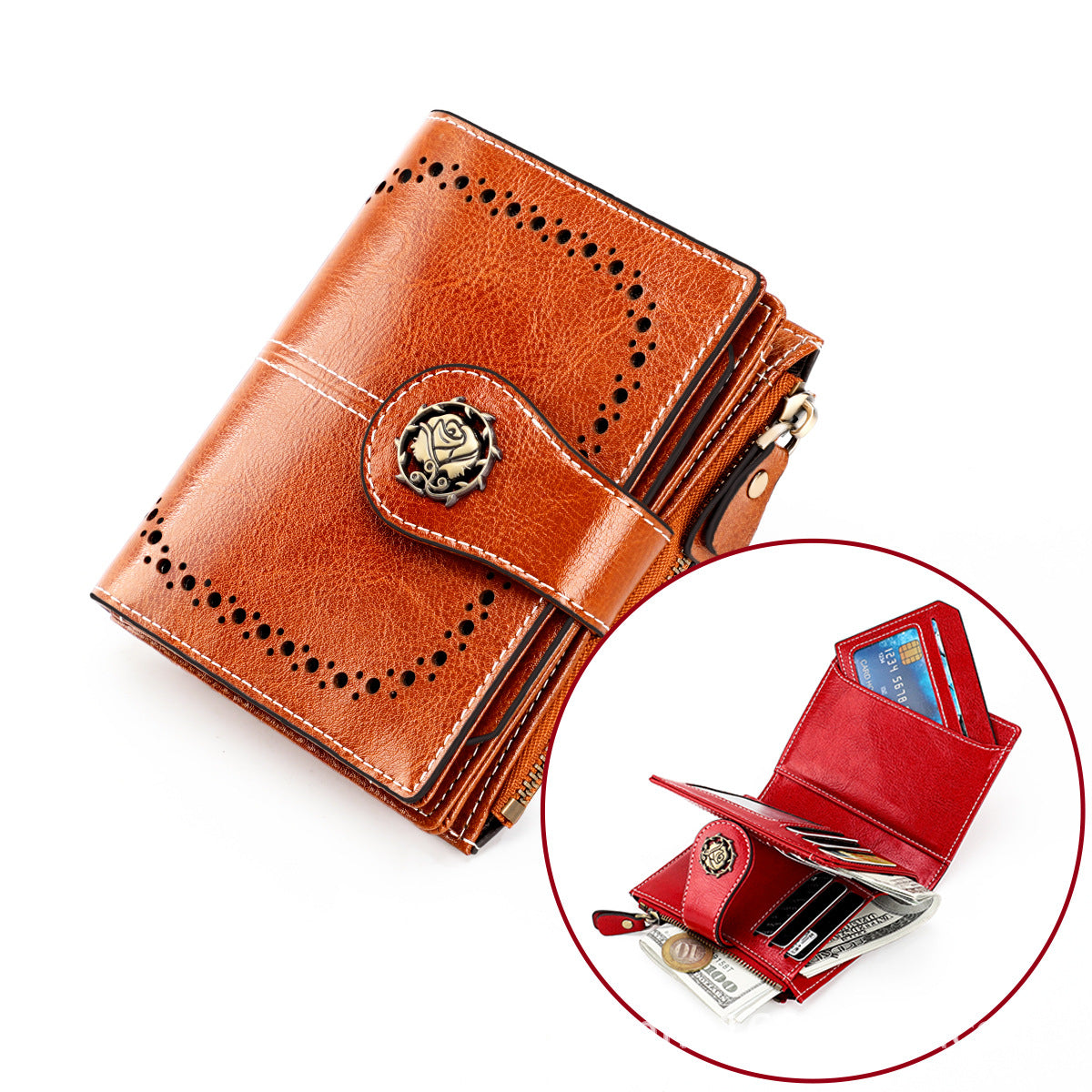 Women's Style Leather Cowhide High-grade Short Ladies Wallets