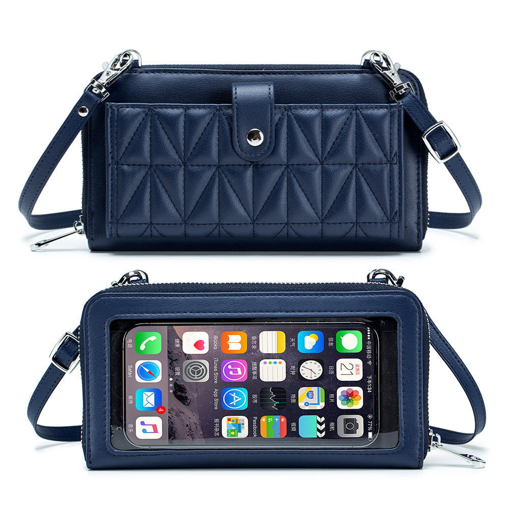 Women's Touch Screen Embroidered Leather Mini Phone Bags