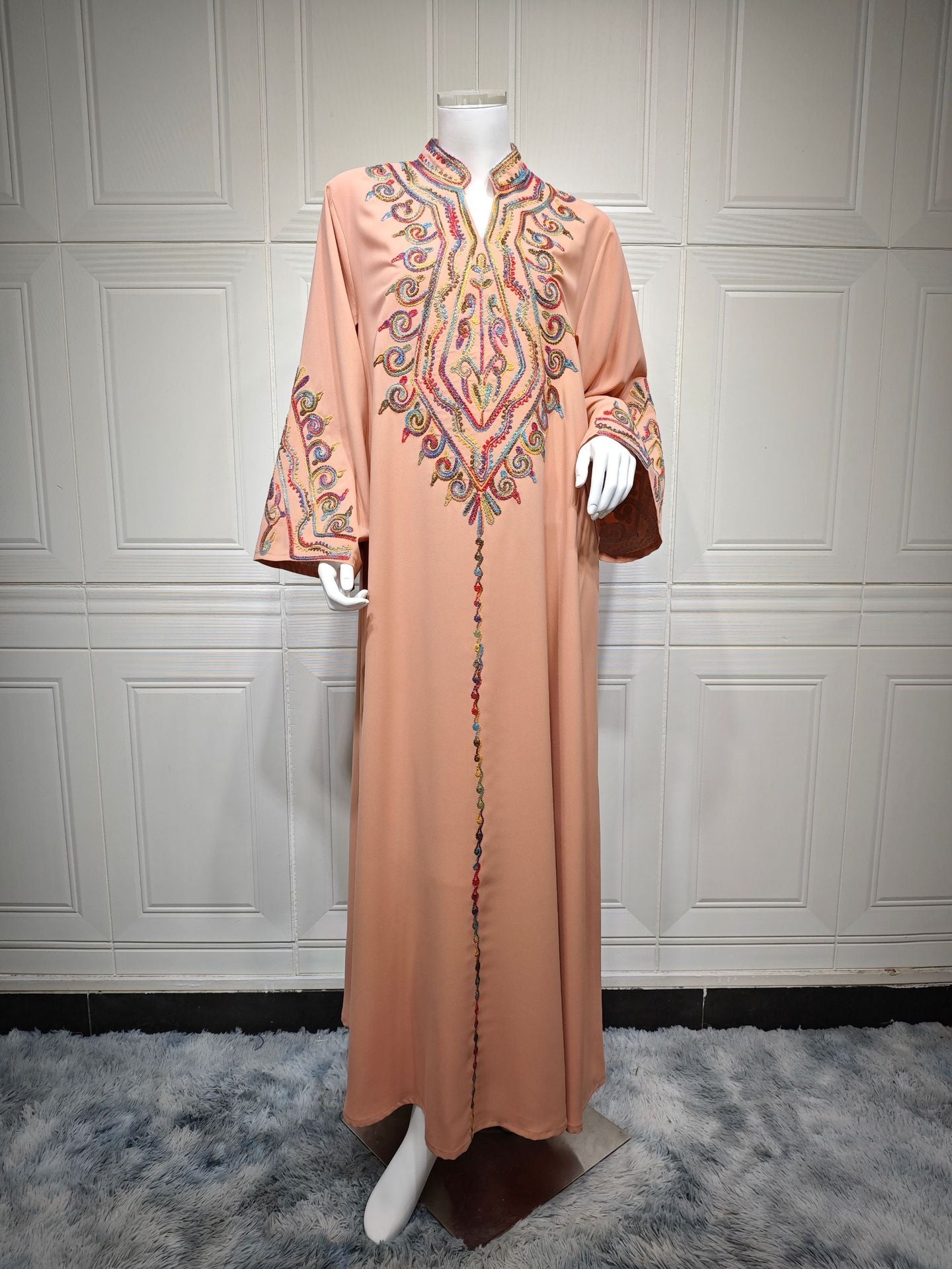 Fashion Robe Muslim Elegant Embroidered Dress Clothing