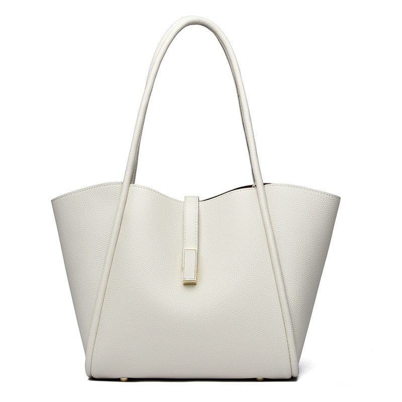 Women's Simple Large Capacity Totes Trendy Leather Shoulder Bags
